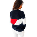Women Color Splicing Long Sleeve Pullovers Casual Jumpers Tops Thick Sweatshirt