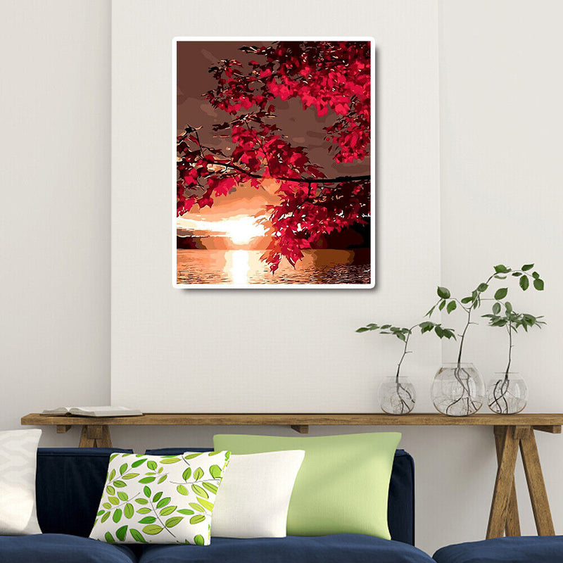 Flower Sun No Frame Pictures By Number DIY Digital Coding Oil Painting for Room