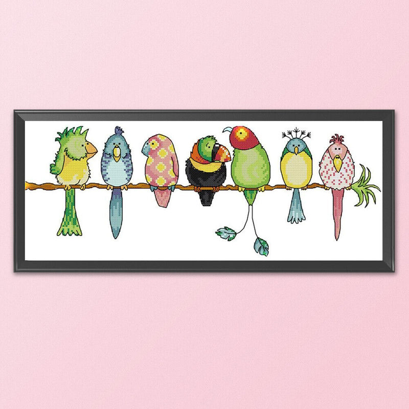 Full Cross Stitch 11CT Colorful Parrots Counted Embroidery DIY Needlework
