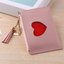 Fashion Women PU Leather Wallet Card Holder Love Tassel Mini Purse (Pink)