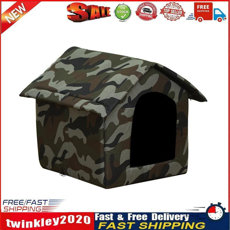 Waterproof Oxford Dog Cat Kennel Bed Sleep Tent House (Green Camouflage S) Newly