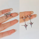 Earrings Star Ring Necklace Earring Set Pink Crystal Necklace Clip Earrings