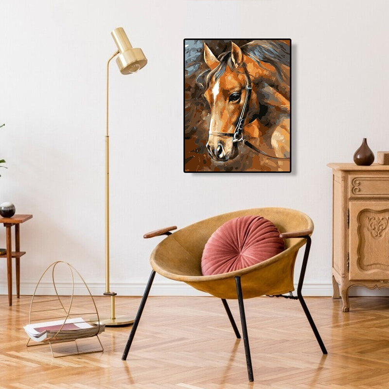 Hand Painted Craft Frameless DIY Sad Horse Painting By Numbers Kit Picture