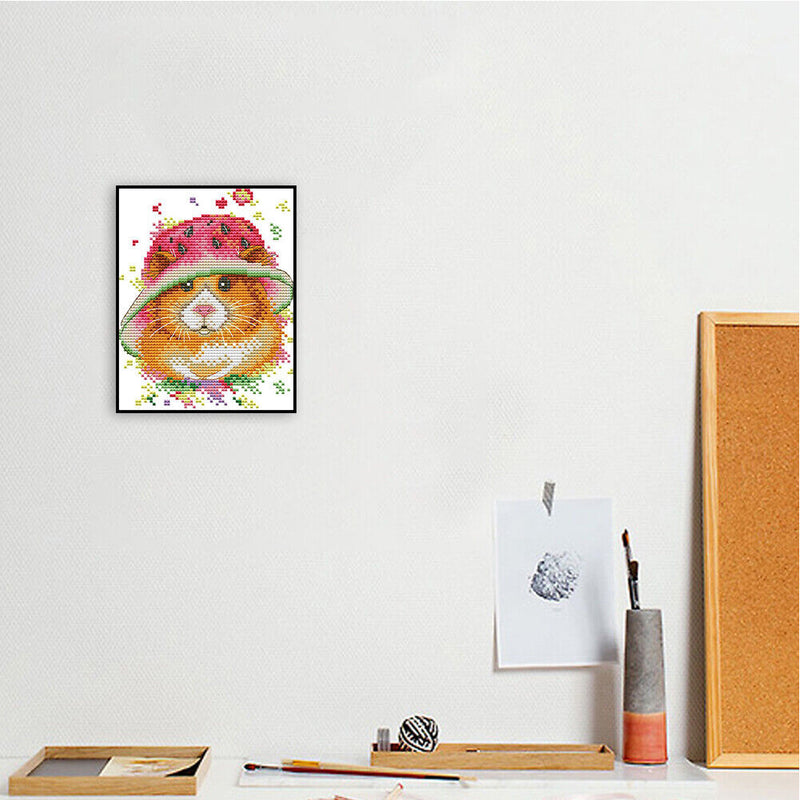 Partial Embroidery Mouse Hat DIY Stamped Canvas 14CT Needlework Sets Home Decor