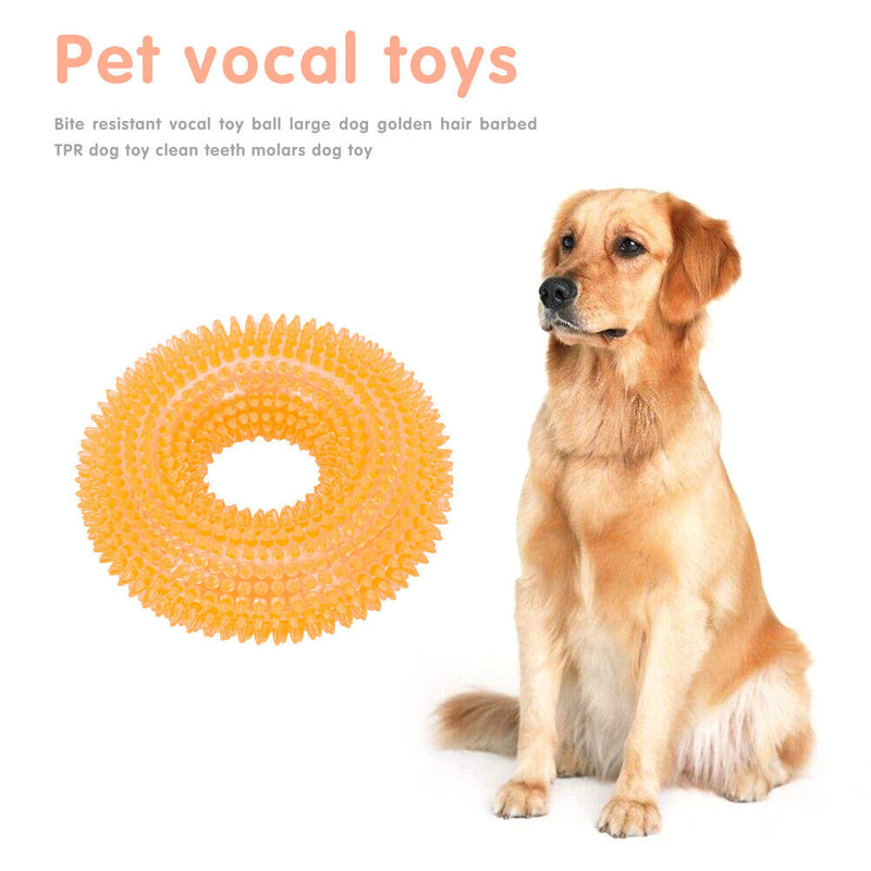 Bite Resistant Golden Dog Retriever Circle Ring Thorn Molar Ball (S Orange)