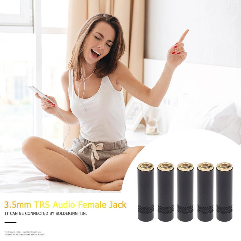 5pcs 3.5mm Female Stereo Headset 3-Pole 3.5mm Audio Adapter Connector Converters