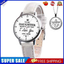 5X2pcs/set Leather Band Watch Pendant Necklace Women Quartz Watches (White)