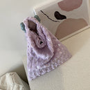 Women Warm Plush Heart Pattern Handbags Large Shoulder Bag (B Purple)