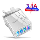 4USB Charger Universal Wall Mobile Phone Quick Fast Charging Adapter LED Display