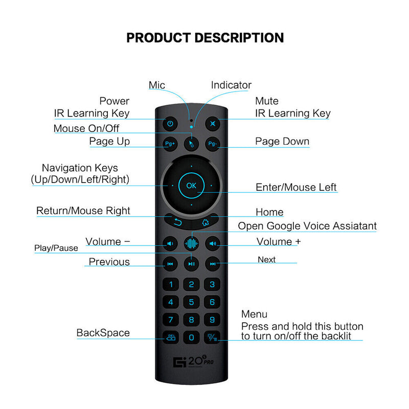 G20BTS PLUS Smart Voice Remote Control 2.4G RF Air Mouse Wireless for TV Box