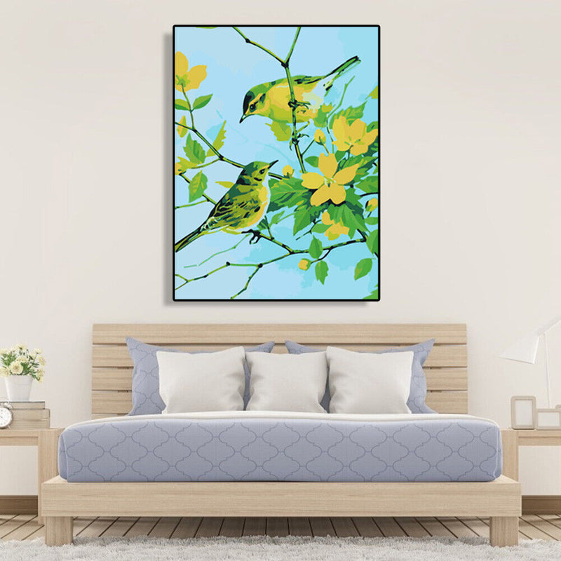 DIY Digital Oil Painting By Numbers Birds on Branch Canvas Acrylic Picture