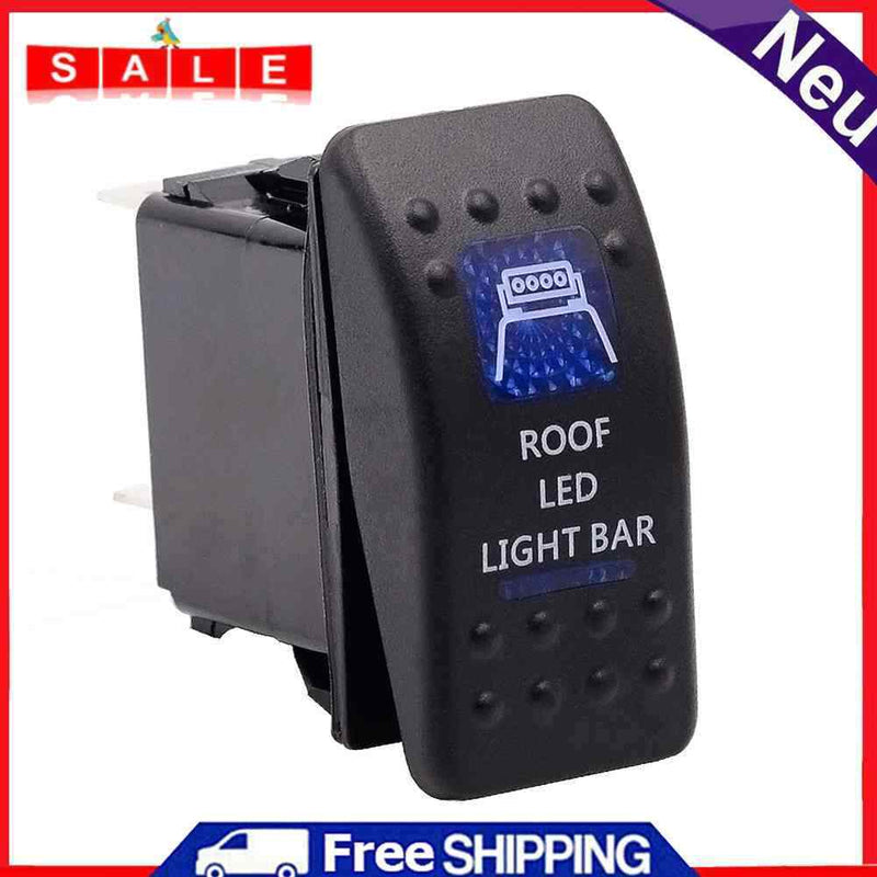 Dual Blue Backlit ROOF LED LIGHT BAR Rocker Switch 5 Pin for Boat Marine ATV UTV