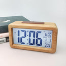 Digital Wooden Alarm Clock, Sensor Backlight Time Display Electronic Clocks