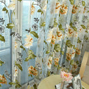 Window Curtain Flower Sheer Pattern Voile Valances Yellow 100x200cm
