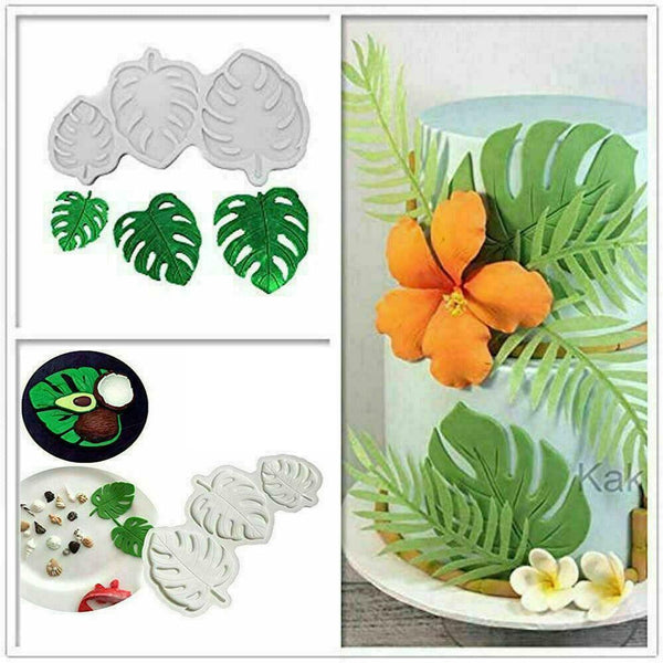 Tropical Leaf Palm Silicone Fondant Sugarcraft Mould Baking Mold AU HOT Q1D6