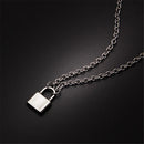 Steel  Chain Collar Statement Punk Choker Long Chain PadLock Pendant Necklace