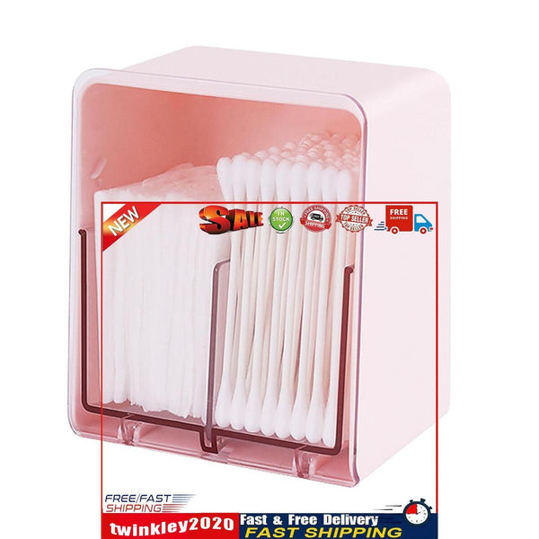 Cotton Swabs Qtips Storage Organizer 2 Grids Separate Holder Box (Pink) Newly