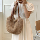 Women Hand Woven Large Shoulder Shopping Bag Bohemian Straw Beach Tote Handbags