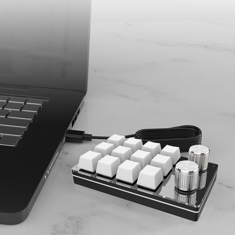 Macro Bluetooth-compatible Keyboard Programmable Mechanical Keypad (White)