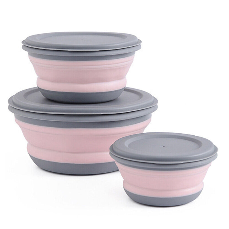 3pcs Folding Outdoor Tableware Hiking Bowls Fruit Storage Bowl Food Container
