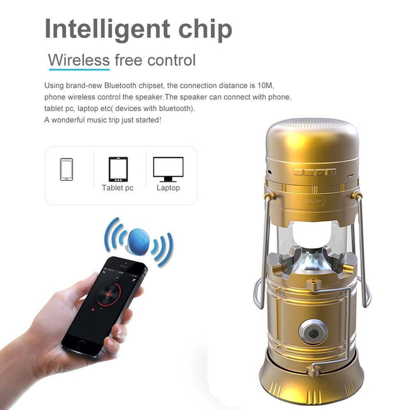 DC 5V 5W Wireless Bluetooth-compatible Speaker Solar Energy Flashlight Torc