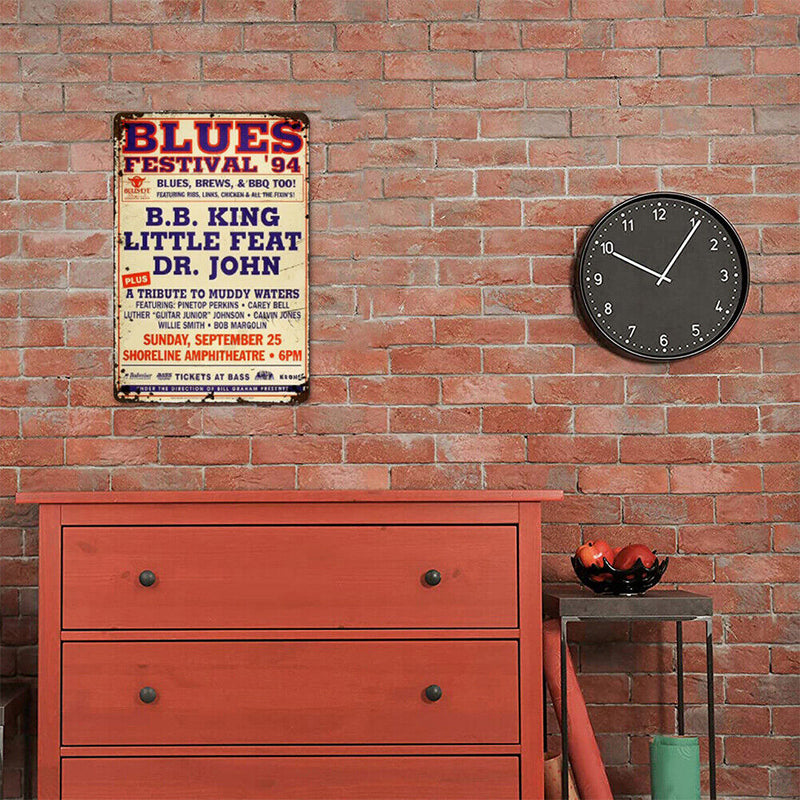 Blues Festival Plate Metal Tin Sign Plate for Bar Pub Club Cafe Wall Home Decor