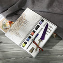 Starry Sky Fountain Dip Pen Set Gradient Color Feather Ink Pen (Purple) Newly