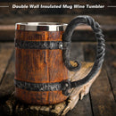 Simulation Crude Wood Drinking Mug Double Wall Insulated Beer Cup Wine Tumbler