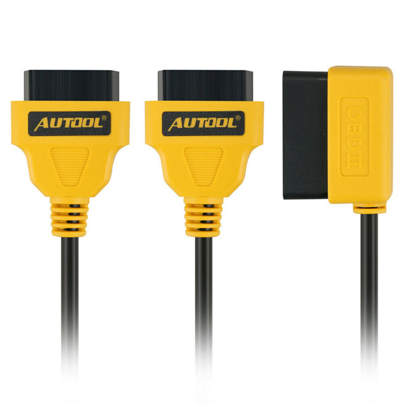 AUTOOL OBD2 OBD II 90 Angled 16Pin Male to Dual Straight Female & Splitter Cable