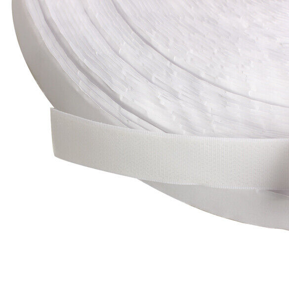 2 Rolls Self Adhesive Magic Hook Rough Loop Tape Fastener 25m White