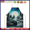 Kitchen Aprons for Women Men Household Baking Night Wolf Linen Cook Tablier