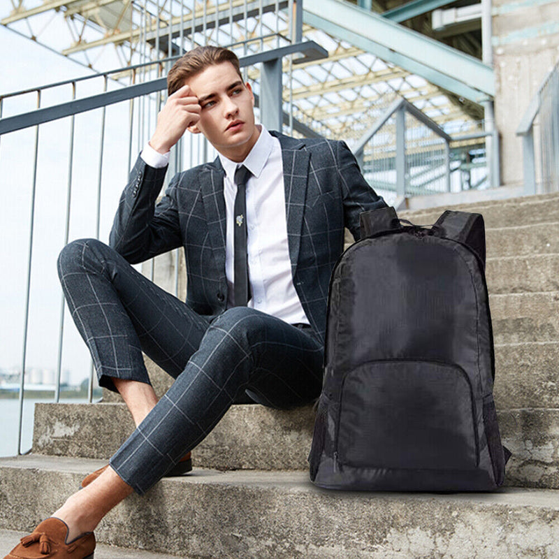 20L Men Women Backpack Folding Lightweight Trekking Travel Rucksack (Black)