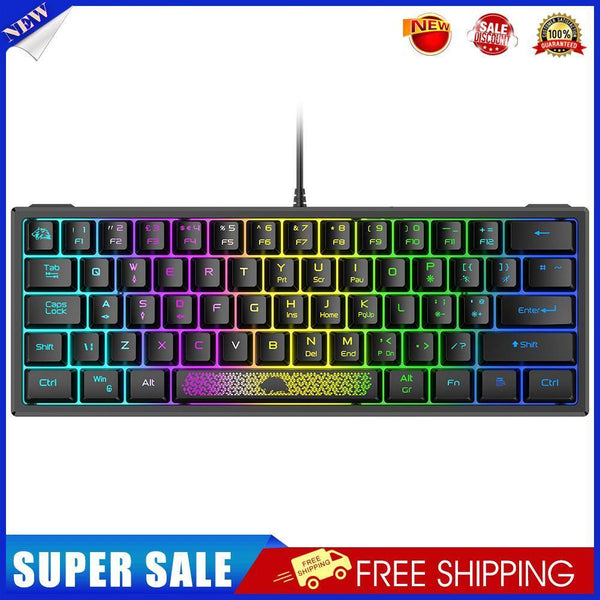 K61 RGB Wired Keyboard 60 Percent 62 Keys Ergonomic Gaming Keyboard (Black)