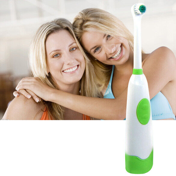 Rotating Anti Slip Waterproof Electric Toothbrush with 2 Brush Heads Green Newly