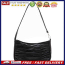 Ladies Pleated Pure Color Shoulder Underarm Bag Retro Women PU Small Handbags