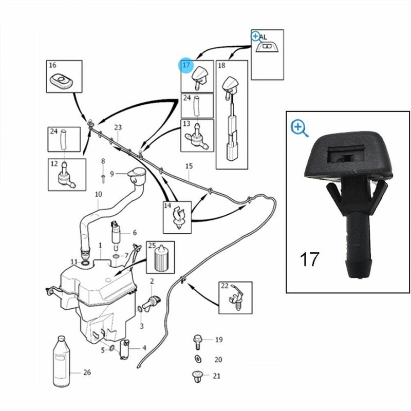 Window Plastic Windshield Washer Windscreen Nozzle Car Washer Nozzle Sprayer