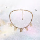Rhinestone Pendant Necklace Women Butterfly Choker Bride Wedding Jewelry Gift