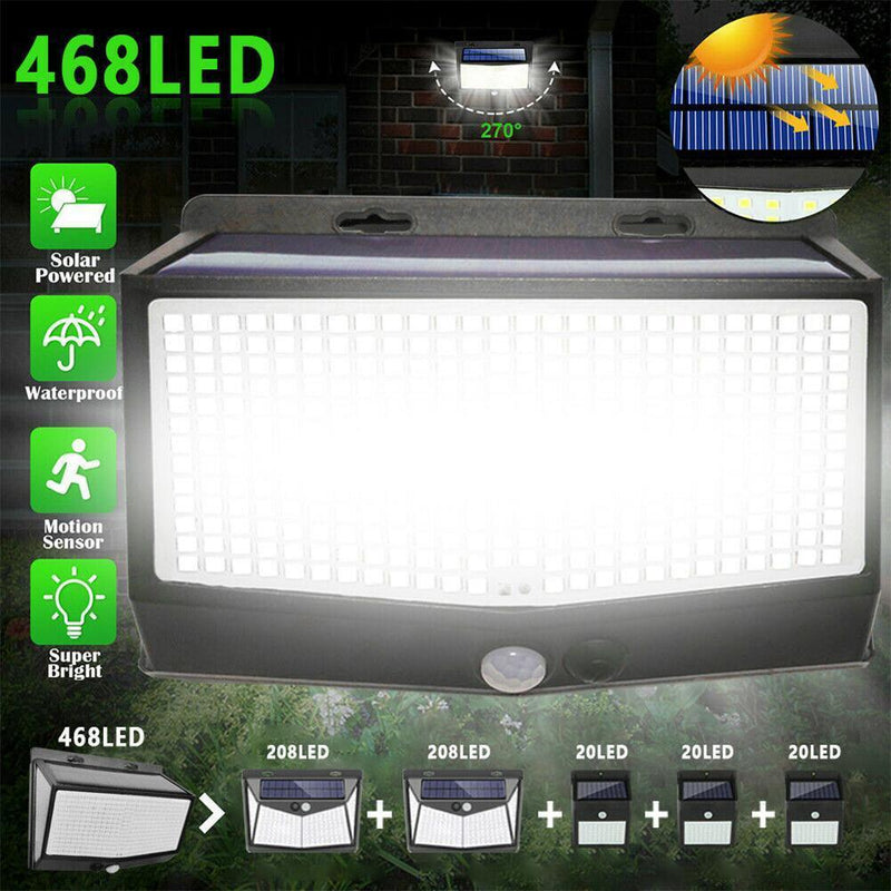 468 LED Solar Light Motion Sensor Wall Mounted Home Street Lamp Decoration