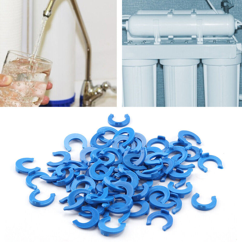 50x 1/4 3/8 OD Tube PE Pipe Fitting Clip RO Water Filter Reverse Osmosis Syst