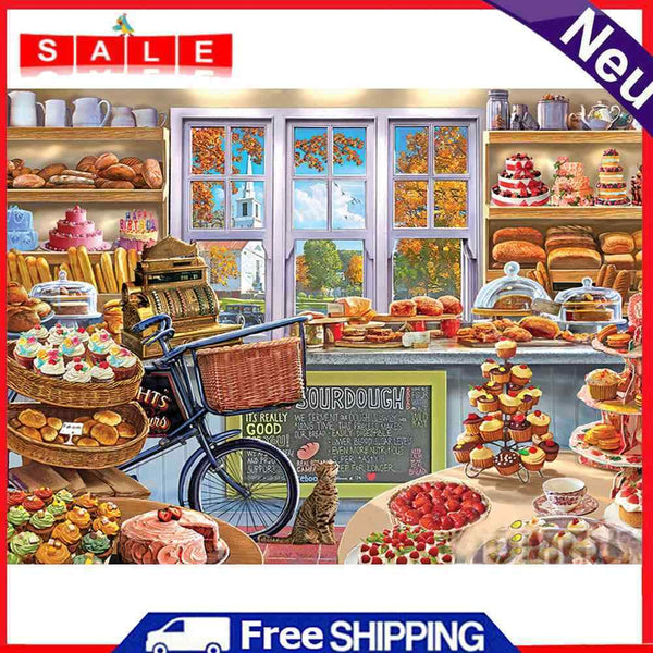 Diamond Drill Painting Kit 5D DIY Round Full Rhinestone Warm Desserts Shop Craft