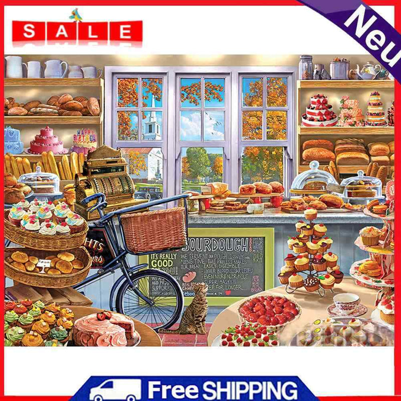 Diamond Drill Painting Kit 5D DIY Round Full Rhinestone Warm Desserts Shop Craft