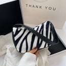 Plush Soft Women Shoulder Bag Female Animal Cow Zebra Pattern Underarm Handbags