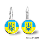 Trendy Ukrainian National Flag Earrings Women Round Glass Hook Dangle (5)
