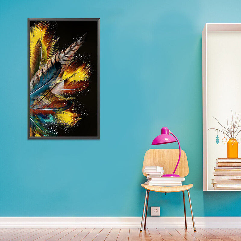 5D Diamond Painting Kit Feather Full Round Drill DIY Mosaic Picture Home De