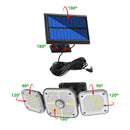 LED Wall-Mounted Solar 3 Head Motion Sensor Garden Outdoor Light (186LED) Newly