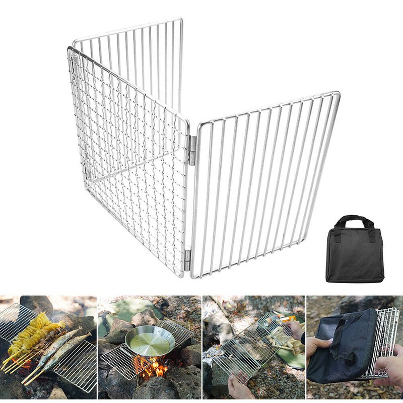 Stainless Steel BBQ Rack Grill Cooking Supplies Foldable Grill Stand for Camping