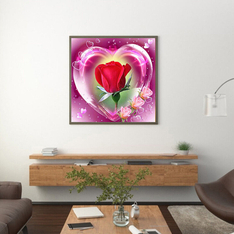5D DIY Diamond Painting Heart Rose Full Round Drill Mosaic Picture Wall Art Kit