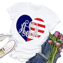 Independence Day Print Love Letter T-Shirt (White S)