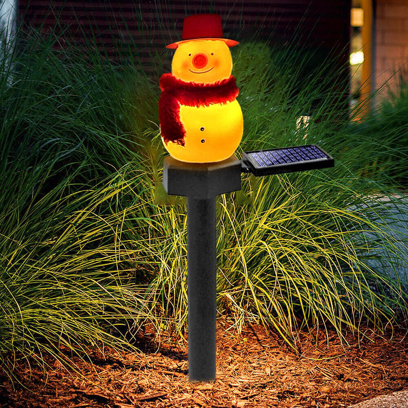 Christmas Solar Snowman Ground Lamp Garden Lawn Light Outdoor Lighting (B) Newly
