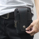 Portable Men Mobile Phone Pockets Leather Belt Clip Bag Pure Color Shoulder Bag